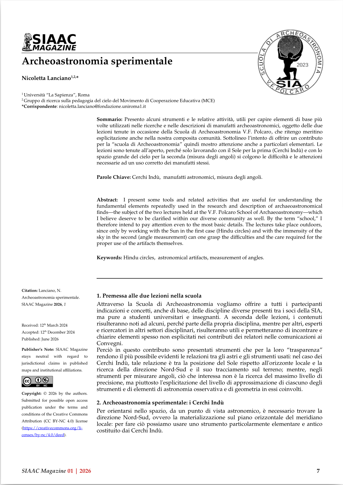 prima pagina dell'articolo